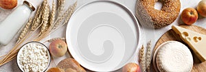 Shavuot background with empty plate