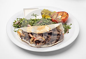 Shawarma Beef Plate solated on white background photo