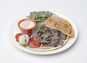 Shawarma Beef Plate  on white background
