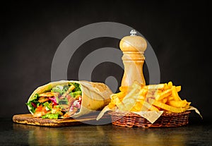 Shawarma with French Fries and Salt