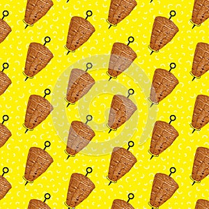 Shawarma Kebab pattern fast food. Seamless pattern