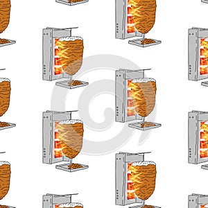Shawarma Kebab pattern fast food. Seamless pattern
