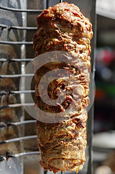 Shawarma meat being cut