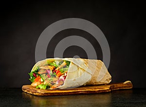 Shawarma Sandwich on Dark Background
