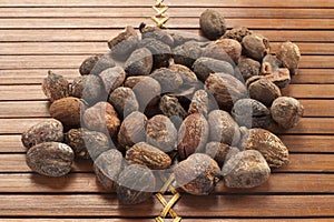 Shea nuts on a natural background