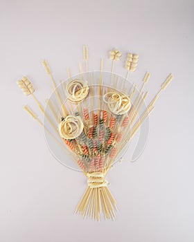 Sheaf of spaghetti. Components products. Cooking concept.