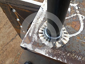 Shear Studs welding complete Fusion perfect weld ring in metalic blue