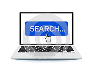 Shearch button on a laptop with a cursor. vector illustration photo