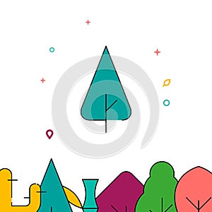 Sheared triangle park tree filled line icon, simple vector illustration