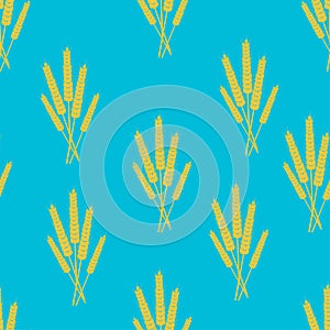 Sheaves of ears of grain crops, wheat, rye. Seamless pattern.