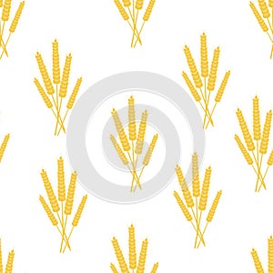 Sheaves of ears of grain crops, wheat, rye. Seamless pattern.