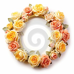 Shebby sheek floral roses frame on grunge wooden background