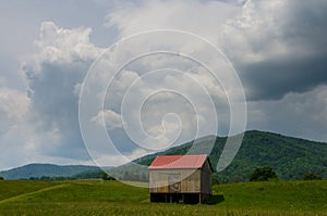Shed on mountain side