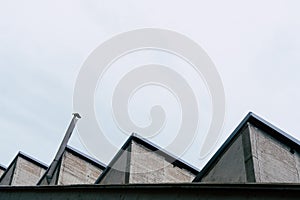 Shed roofs of old factories production industries