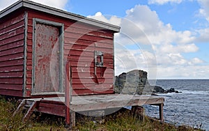 Shed on the shore of Biscayan Cove, NL Canada