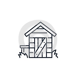 shed vector icon. shed editable stroke. shed linear symbol for use on web and mobile apps, logo, print media. Thin line photo