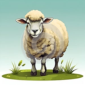 Sheep in cartoon style. Cute Sheep isolated on white background. Watercolor drawing, hand-drawn Sheep in watercolor.