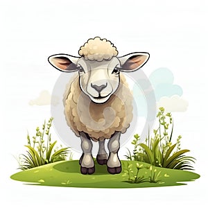 Sheep in cartoon style. Cute Sheep isolated on white background. Watercolor drawing, hand-drawn Sheep in watercolor.
