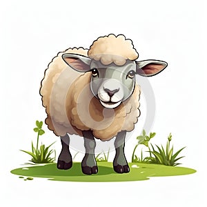 Sheep in cartoon style. Cute Sheep isolated on white background. Watercolor drawing, hand-drawn Sheep in watercolor.