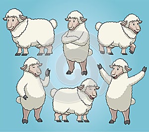 Sheep with cartoon style set