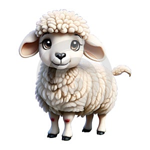 Sheep, cute animal character isolated on white background