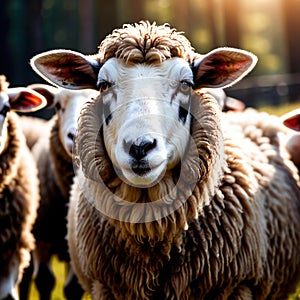 Sheep farm animal living in domestication, part of agricultural industry