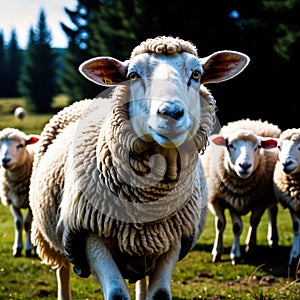 Sheep farm animal living in domestication, part of agricultural industry