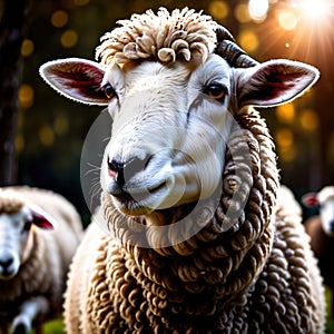 Sheep farm animal living in domestication, part of agricultural industry