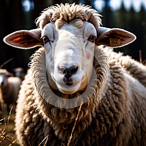 Sheep farm animal living in domestication, part of agricultural industry