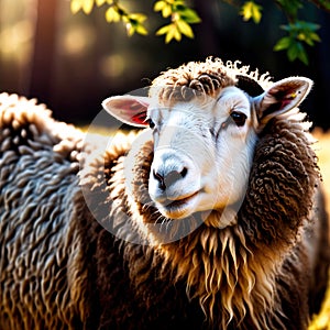 Sheep farm animal living in domestication, part of agricultural industry