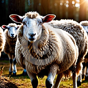 Sheep farm animal living in domestication, part of agricultural industry
