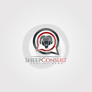 Sheep farm icon template, creative vector logo design, sheep consult, animal husbandry, illustration element
