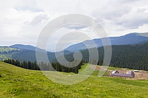 Sheep farm and view of Bucegi plateau