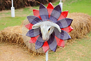 Sheep flower statue