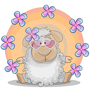 Sheep with flowers