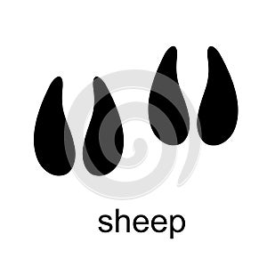 Sheep Footprint. Sheep track. Track of farm animals. Ungulate animal footprints. Mammal animal. Black Silhouette Design