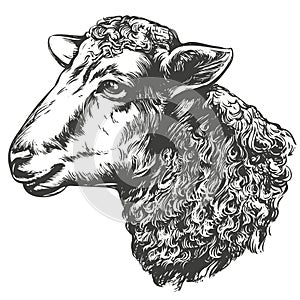 sheep hand drawn vector illustration realistic sketch photo