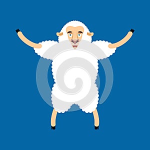 Sheep happy. Ewe emoji. Farm animal. Vector illustration