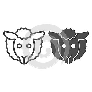 Sheep head line and solid icon. Minimal sheep face symbol, farm lamb. Animals vector design concept, outline style