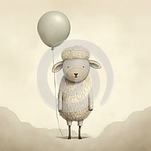 Sheep Holding Khaki Balloon: Animated Gifs In Qian Xuan Style