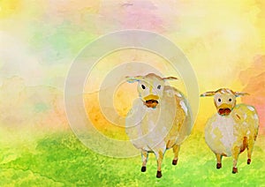 Sheep illustration Watercolor Animal Mammals