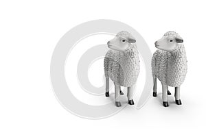 Sheep isolated on white background 3D illustration