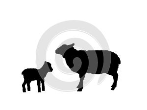 Sheep lamb farm mammal black silhouette animal