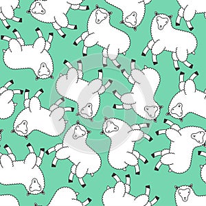 Sheep pattern seamless. Lamb background. Farm animal texture. Baby fabric ornament. Vector illustration