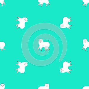 Sheep pattern seamless. Lamb background. Farm animal texture. Baby fabric ornament. Vector illustration