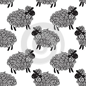 Sheep pattern vector background