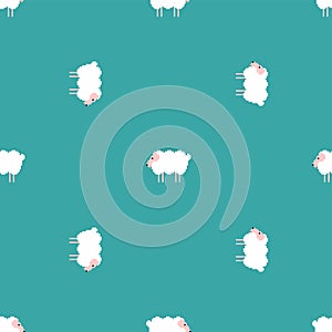 Sheep Pixel art Pattern seamless. Lamb 8 bit Background. pixelated Vector texture