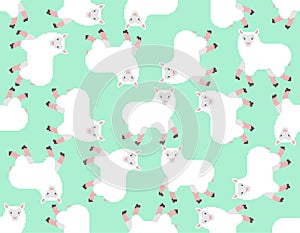 Sheep pixel art pattern seamless. Lamb cartoon 8 bit background. Farm animal pixelated texture