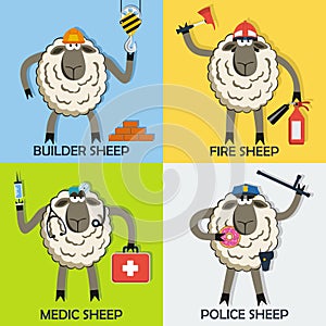 Sheep professional character vector set