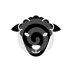 Sheep or ram head. Outline logo of livestock. Cutout silhouette icon. Black simple illustration of kind of meat, muslim animal for